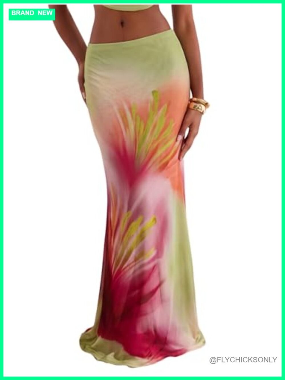 Women's Floral Print Mesh Maxi Skirt Low Waist Long Flowy Summer Beach